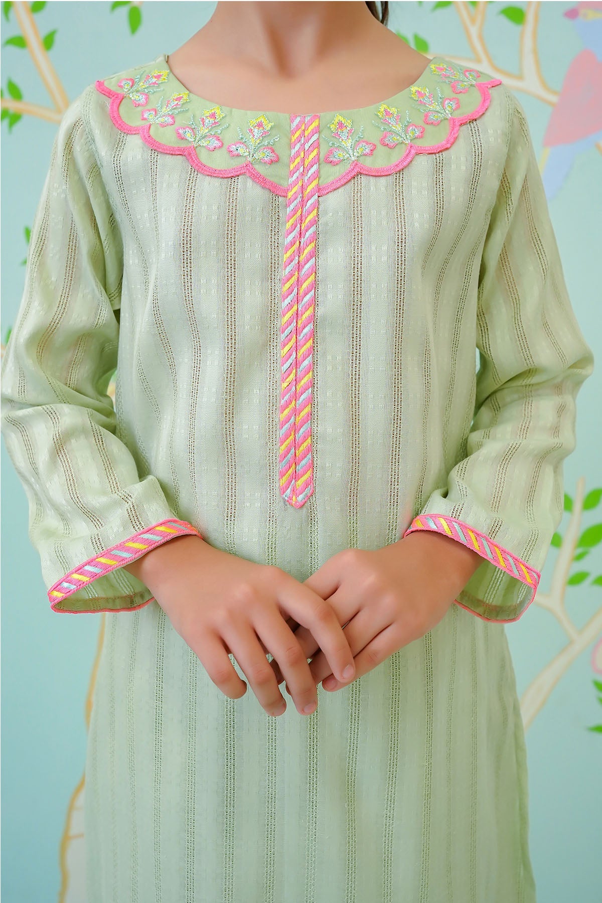 Cotton Light Green 2 Piece Suit - Ochre