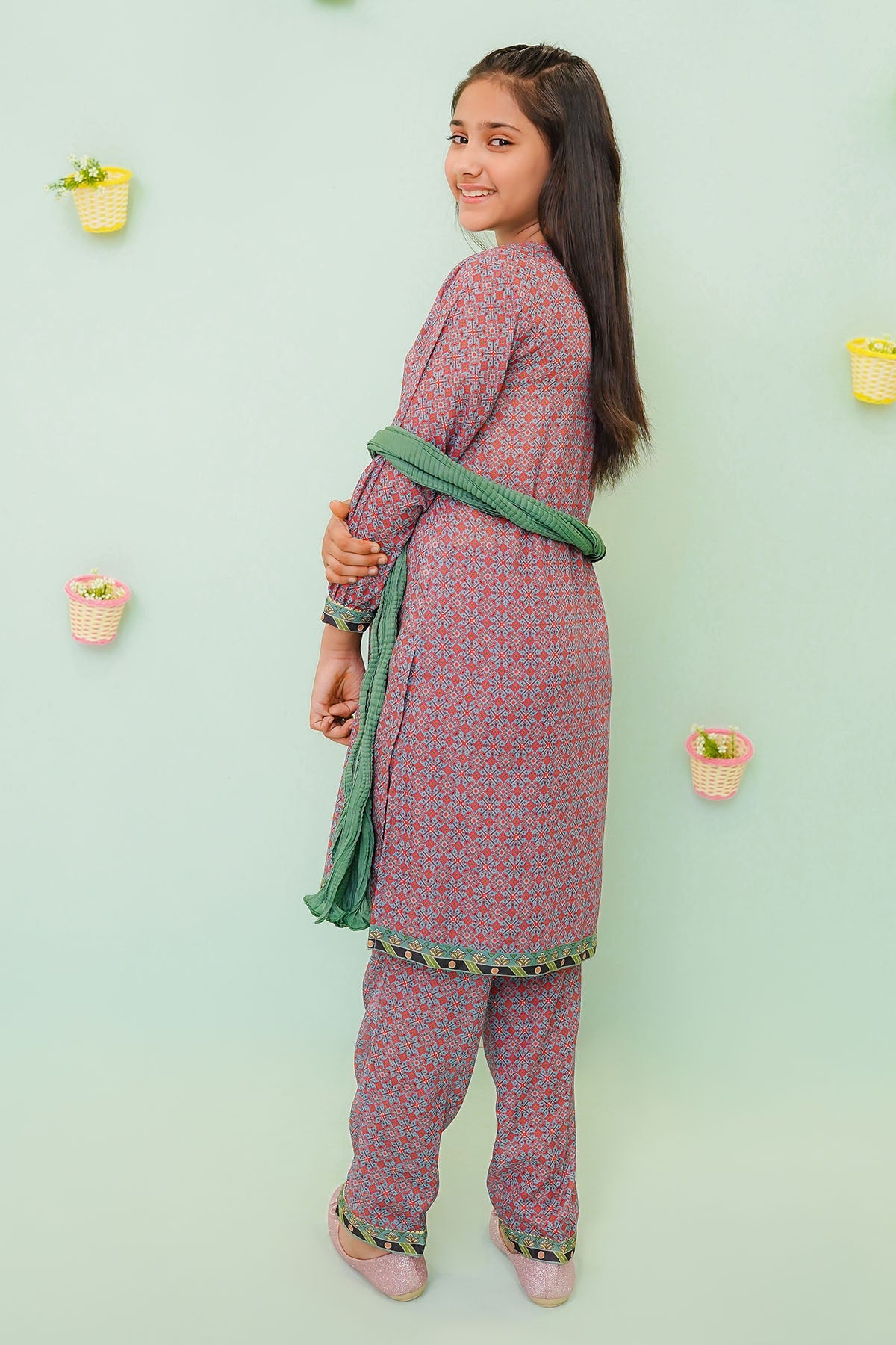 Cotton Multi 3 Piece Suit - Ochre