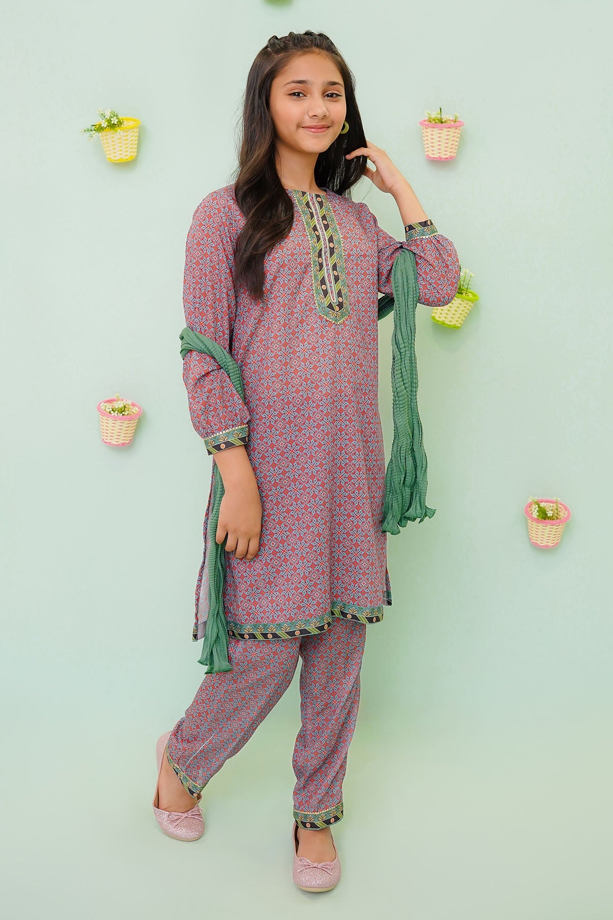 Cotton Multi 3 Piece Suit - Ochre