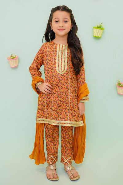 Cotton Brown 3 Piece Suit - Ochre