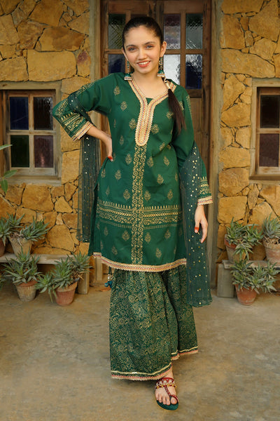 OFW-PC-10 Cotton Bottle Green 3 Piece Suit - Ochre