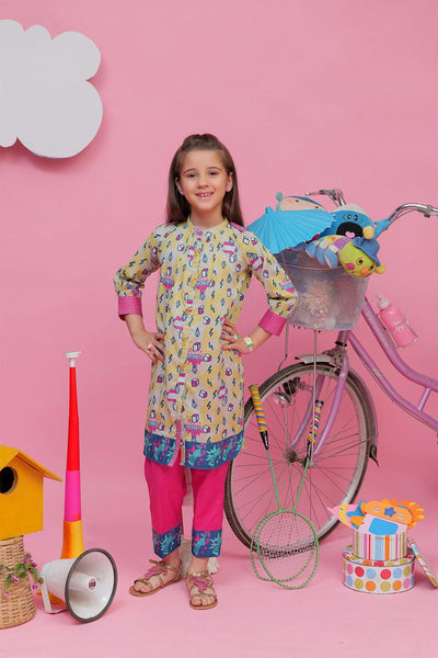 Yellow & Shocking Pink Casual 2 Piece Suit - Senorita Kids