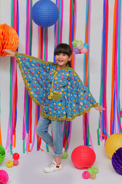 Blue & Multicolour Casual Kurta - Senorita Kids