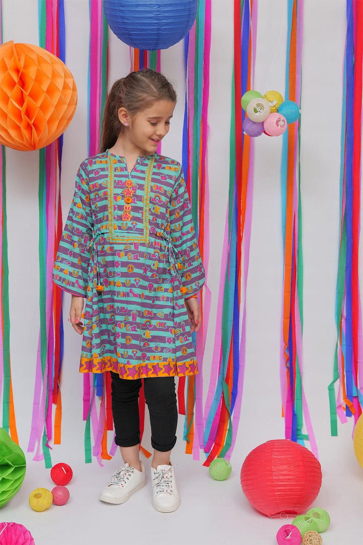 Sea Green & Purple Casual Kurta - Senorita Kids