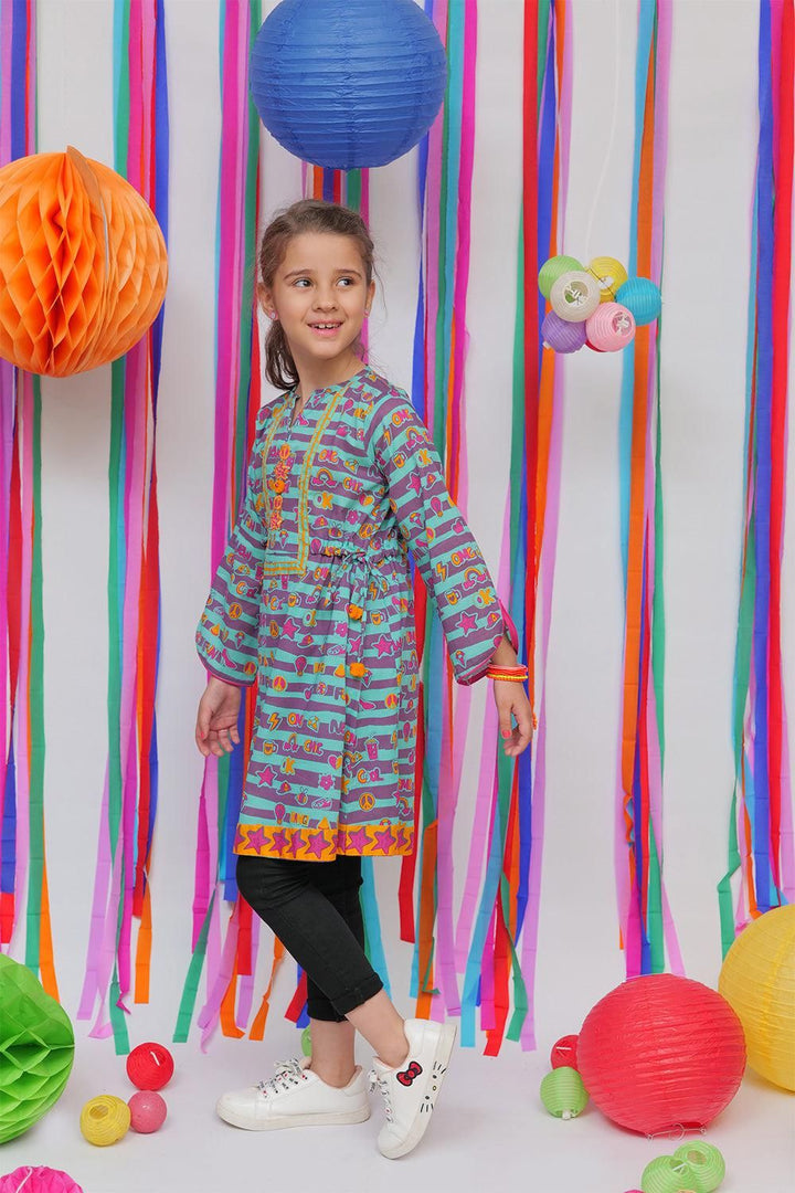 Sea Green & Purple Casual Kurta - Senorita Kids