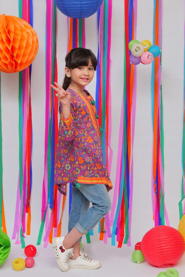 Purple & Multicolour Casual Kurta - Senorita Kids