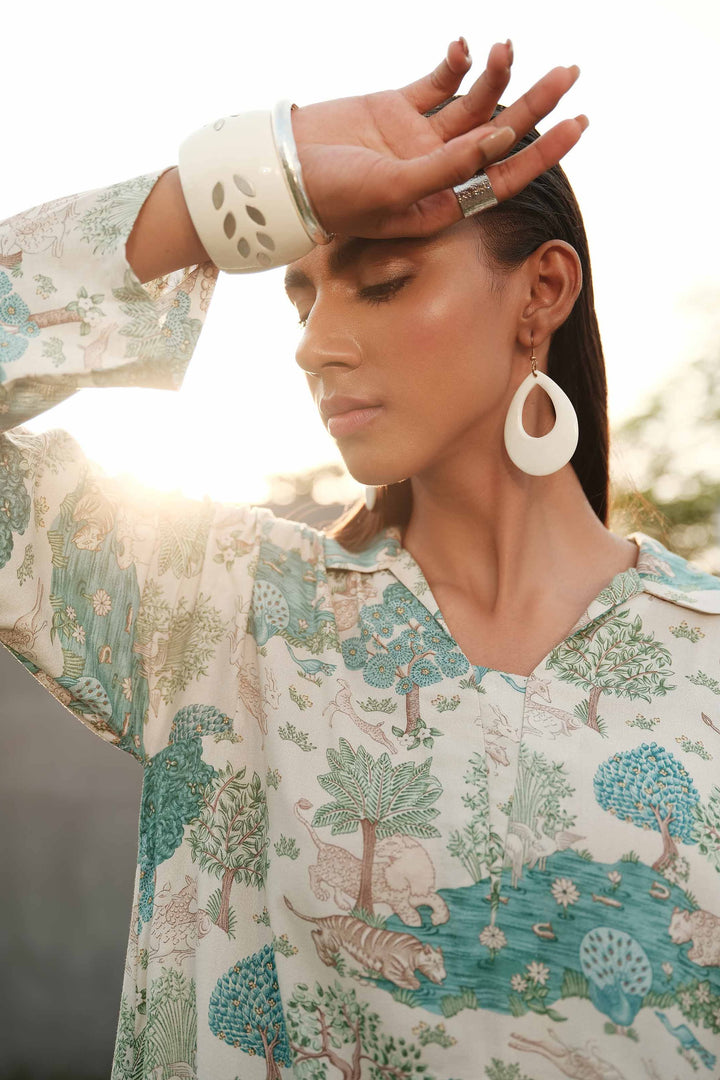 Linen Beige Kurti - Nishat