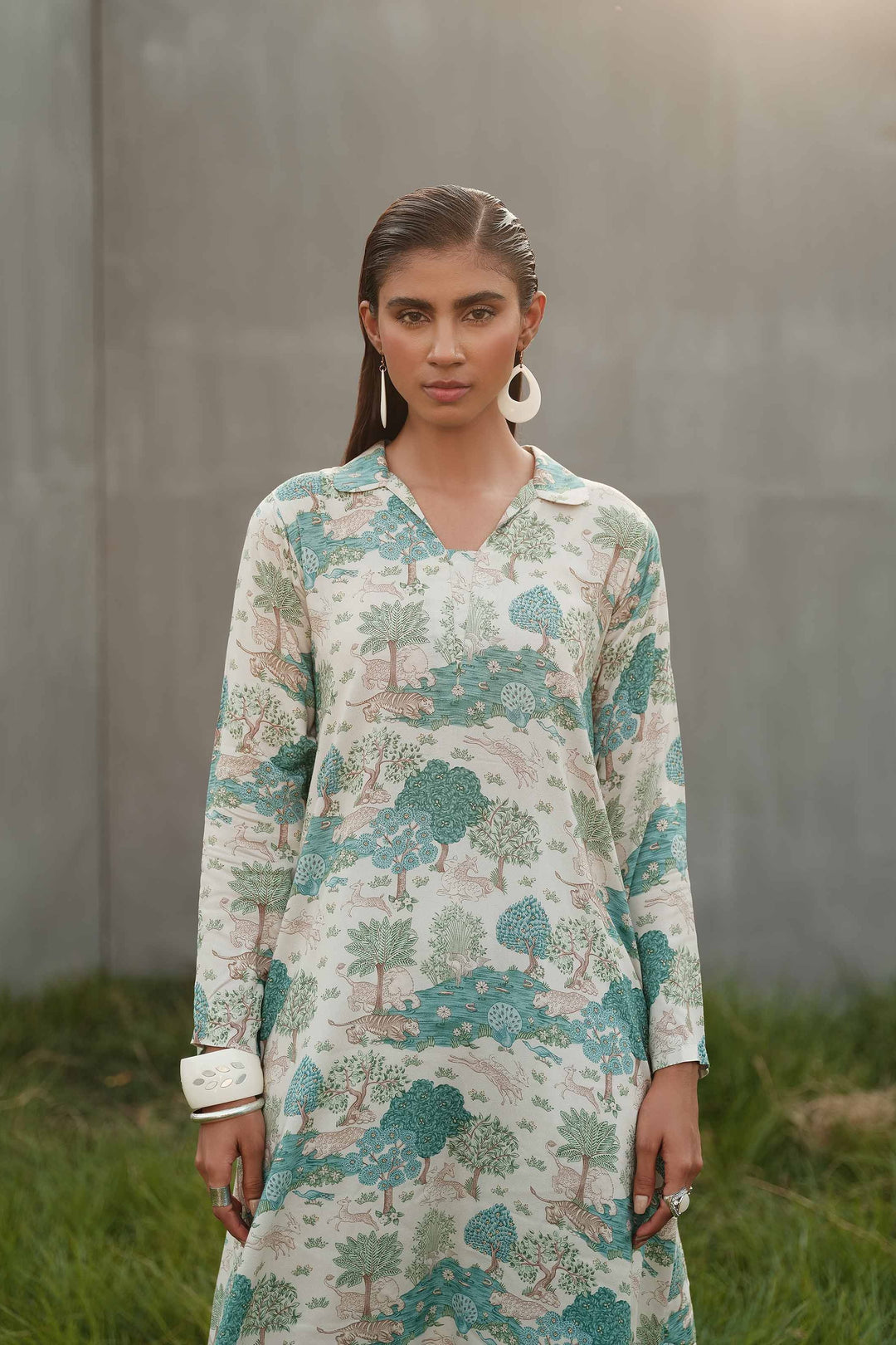 Linen Beige Kurti - Nishat