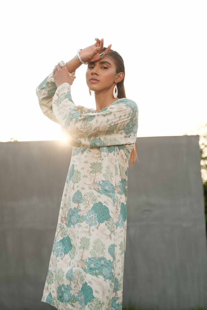 Linen Beige Kurti - Nishat
