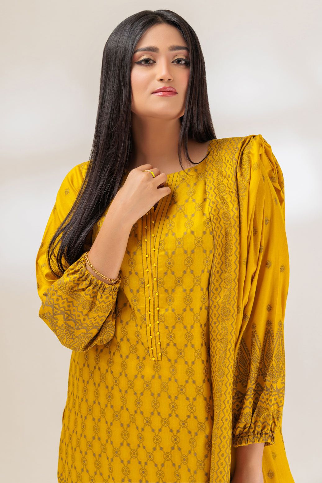 Jacquard Yellow 3 Piece Suit - Bonanza
