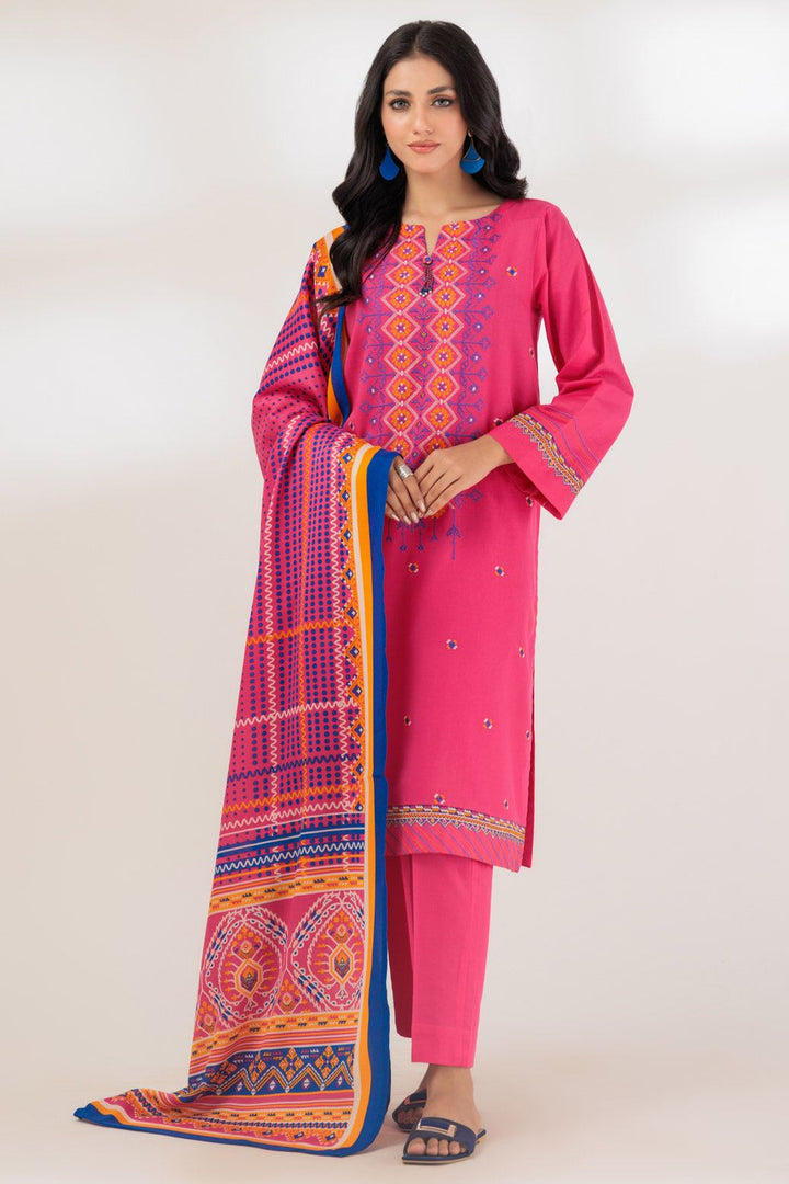 Khaddar Pink 3 Piece Suit - Bonanza