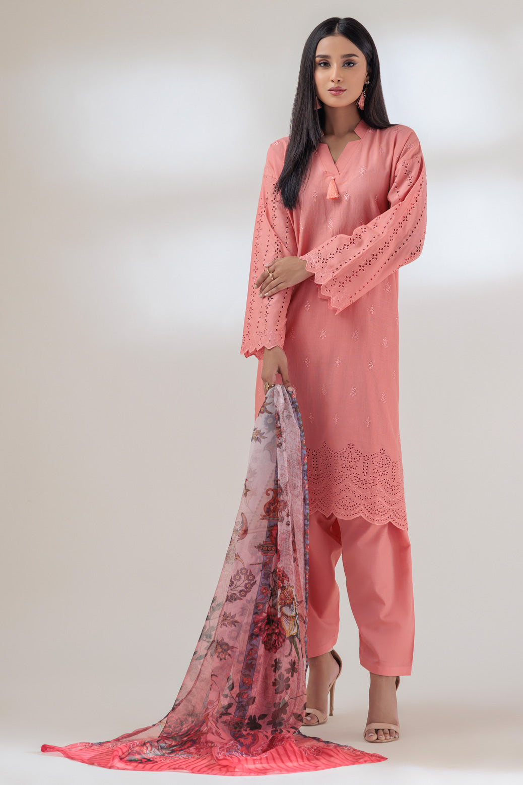 Khaddar Pink 3 Piece Suit - Bonanza