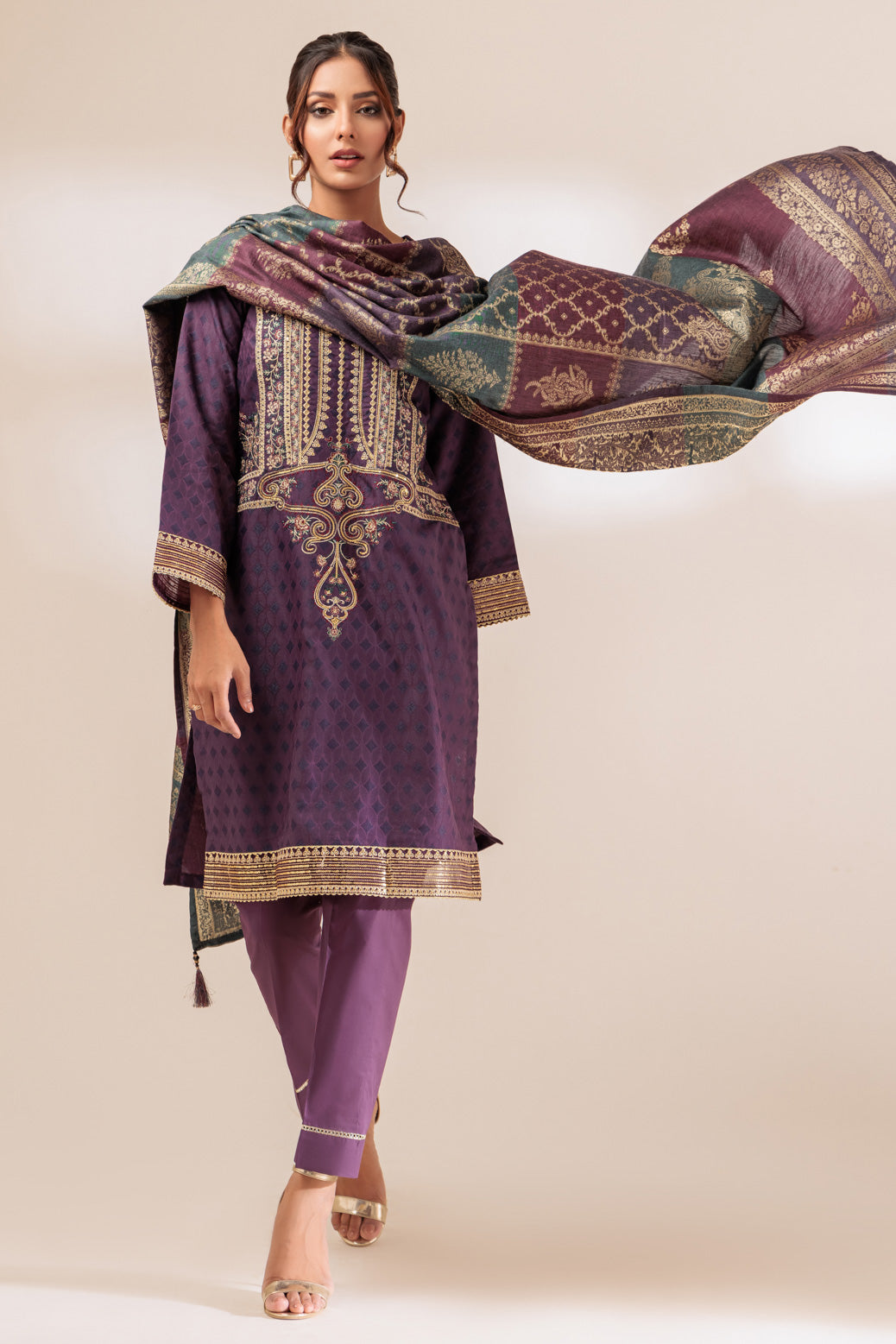 Jacquard Purple 3 Piece Suit - Bonanza