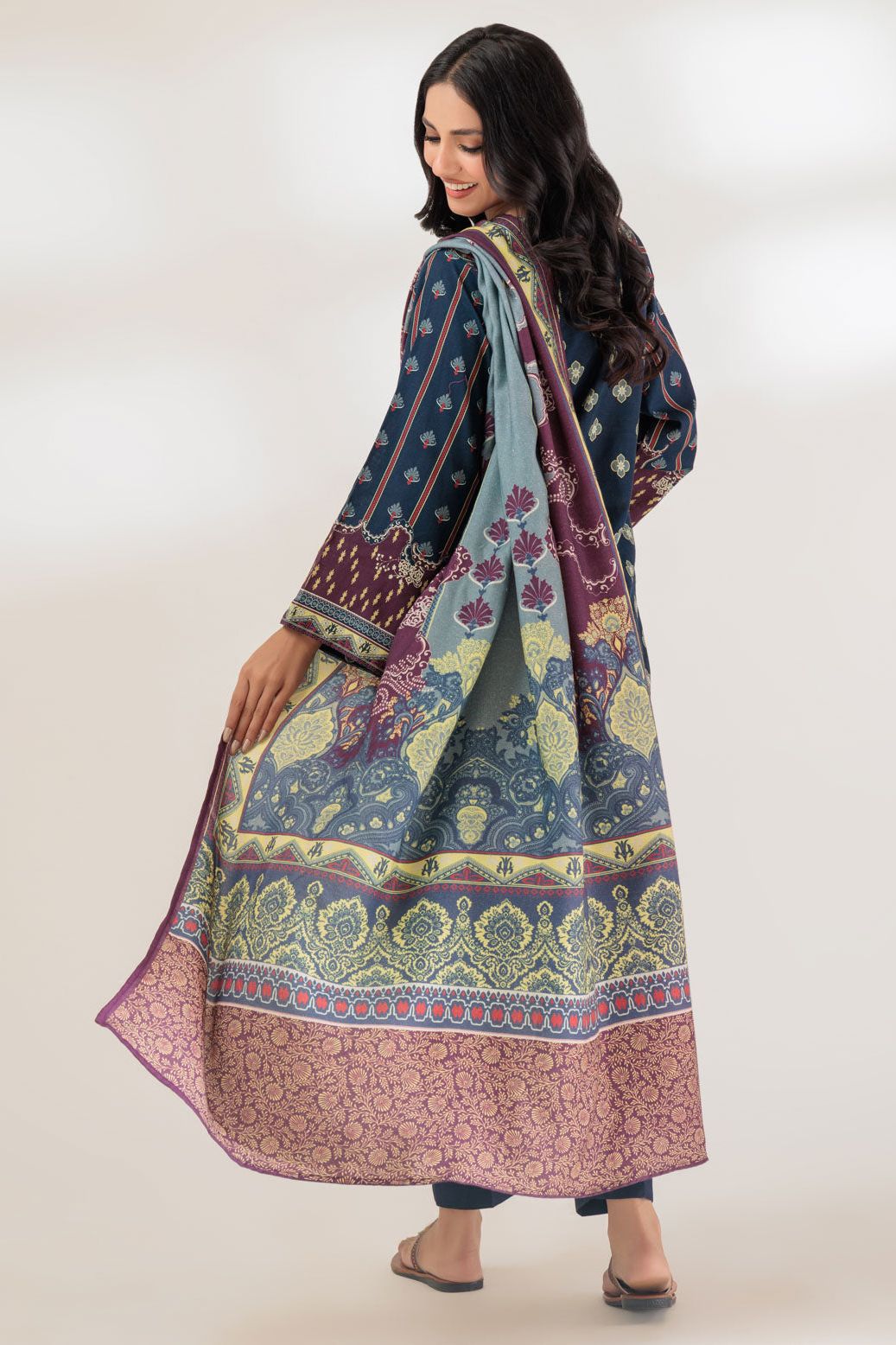 Khaddar Blue 3 Piece Suit - Bonanza