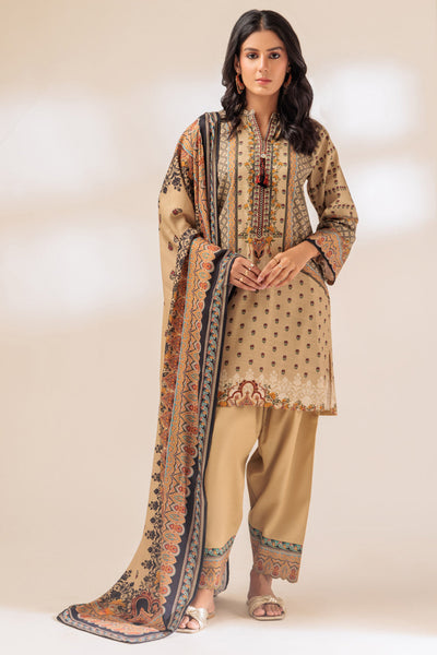 Khaddar Beige 3 Piece Suit - Bonanza