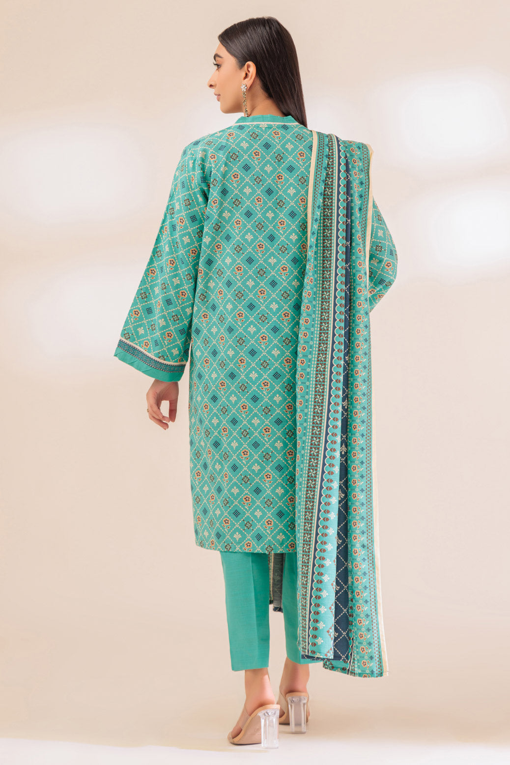 Khaddar Light Blue 3 Piece Suit - Bonanza