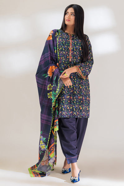 Khaddar Blue 3 Piece Suit - Bonanza