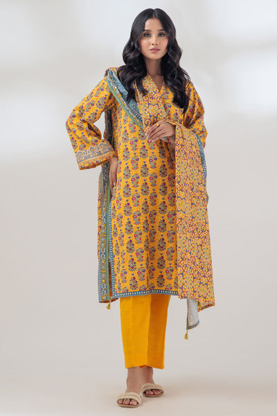 Khaddar Yellow 3 Piece Suit - Bonanza