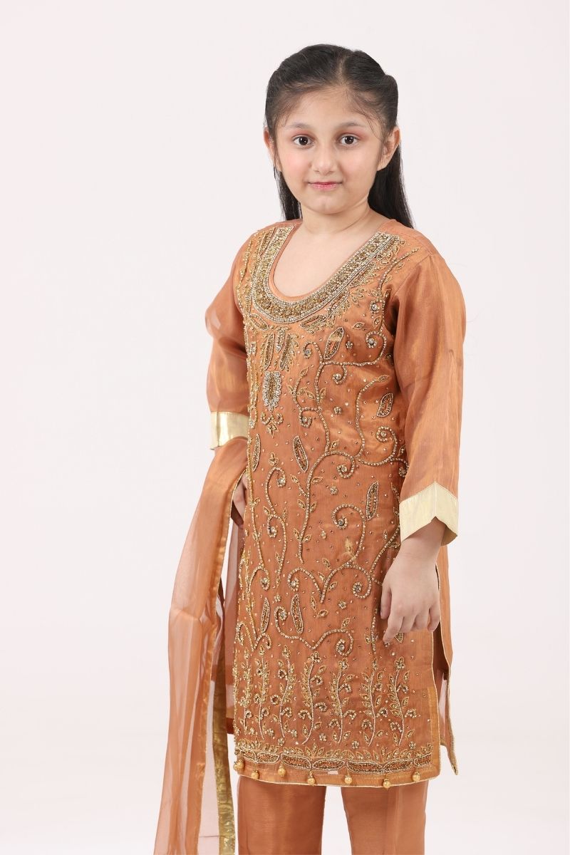 Peach 3 Piece Suit - Lakhtai Kids