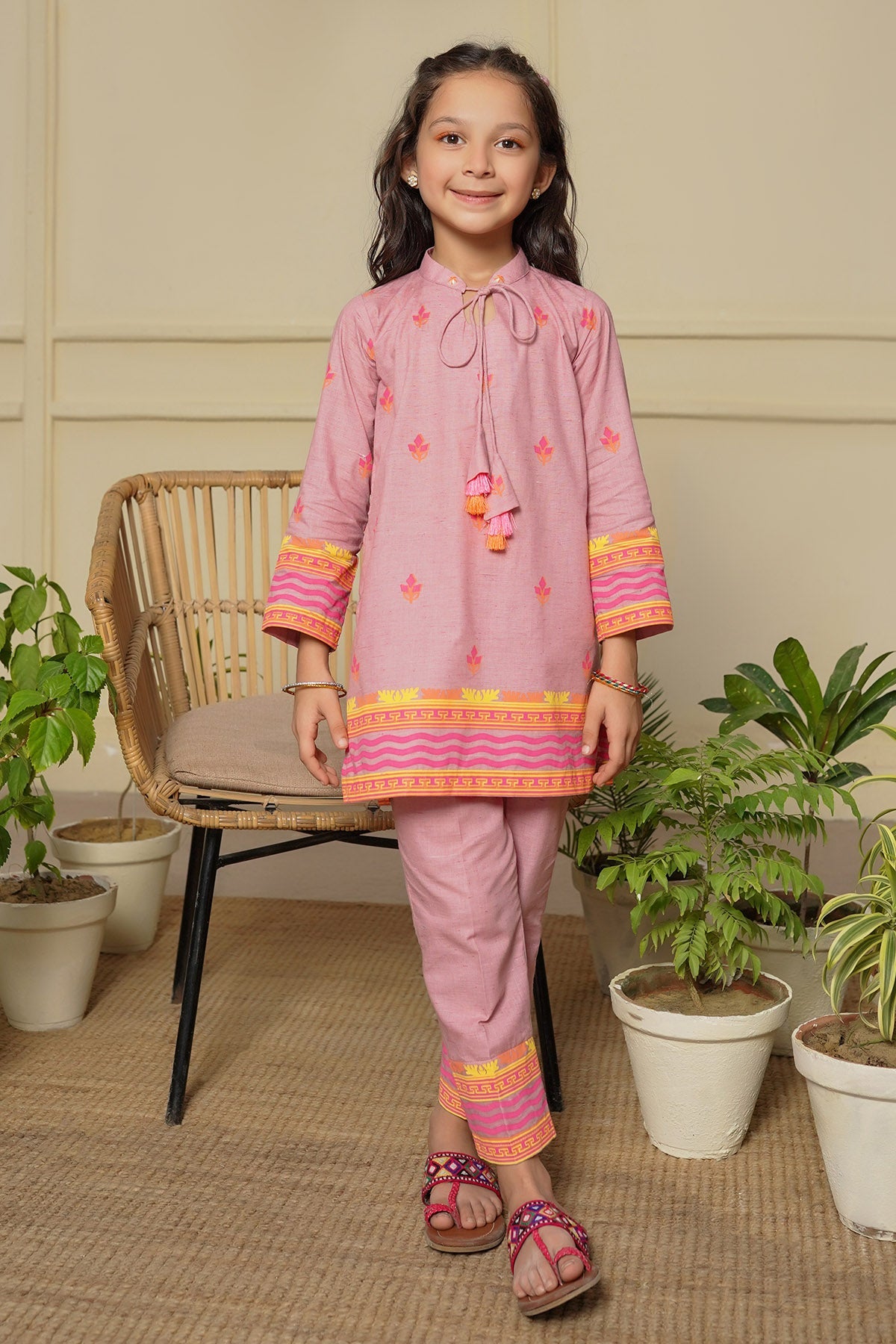 Cotton Chambray Pink 2 Piece Suit - Ochre