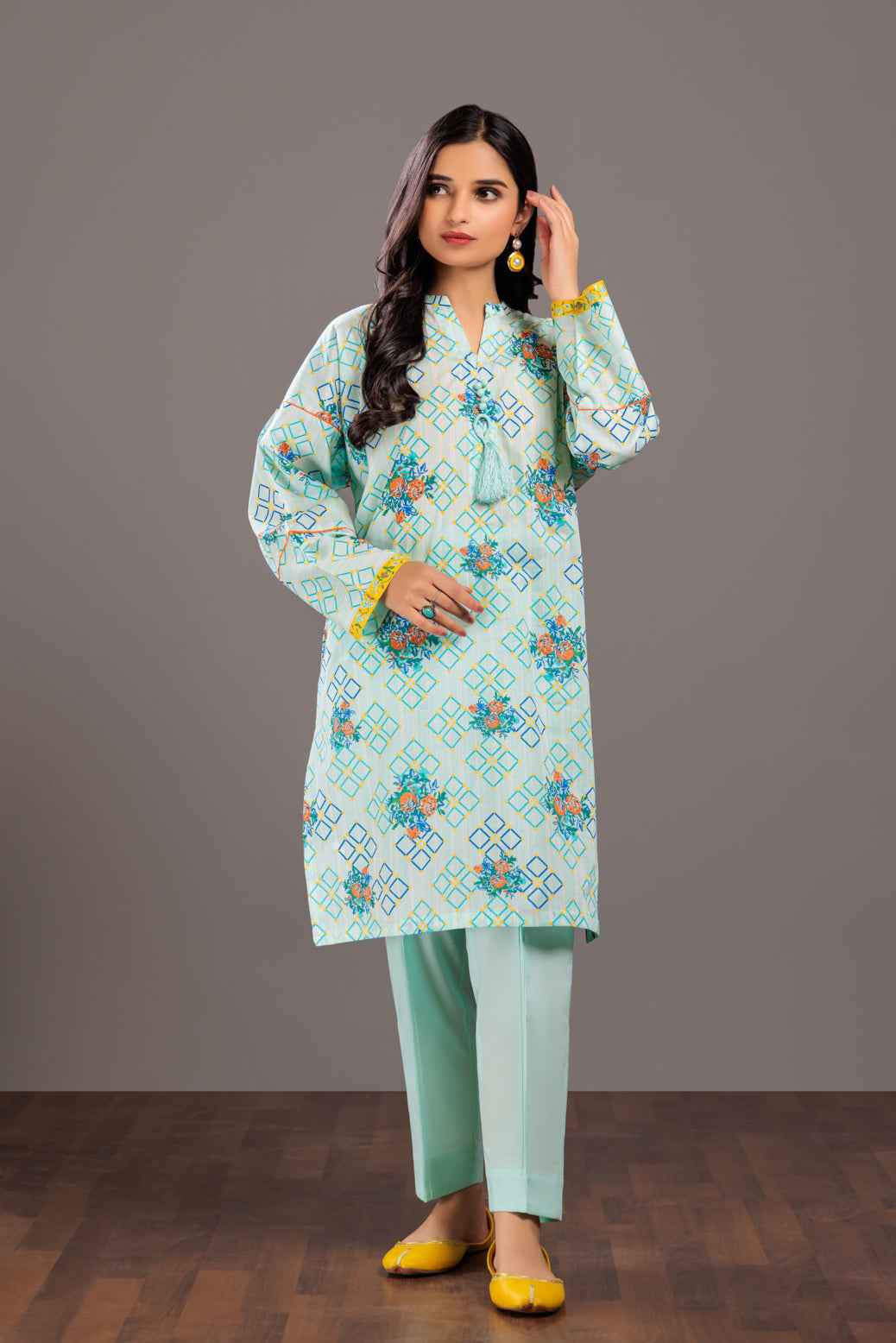 Lawn Turquoise 2 Piece Suit - Bonanza