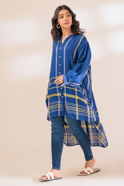 Yarn Dyed Blue Kurti - Bonanza