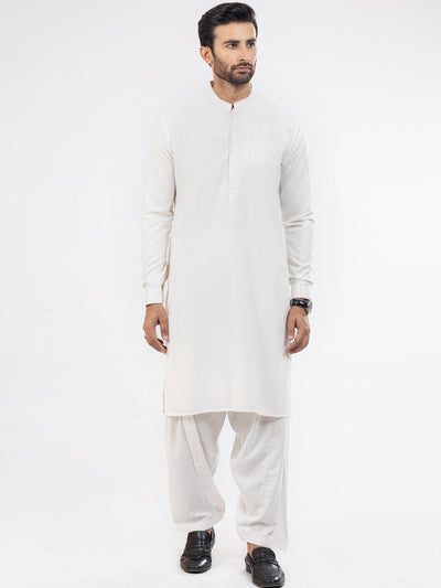 Polyester Viscose White Kameez Shalwar - Almirah
