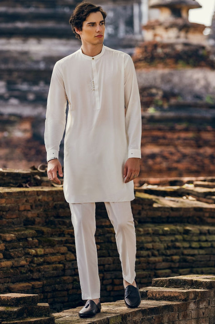 Polyester Viscose White Kurta Trouser - J. Junaid Jamshed