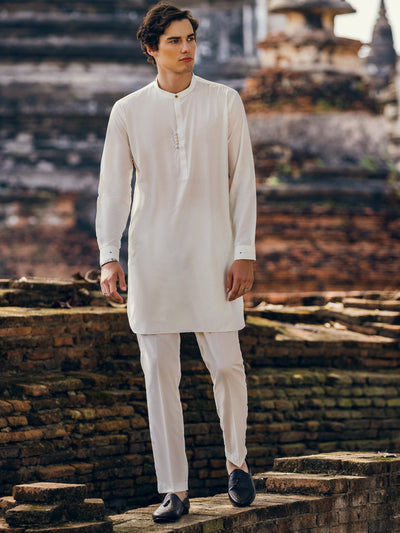 Polyester Viscose White Kurta Trouser - J. Junaid Jamshed