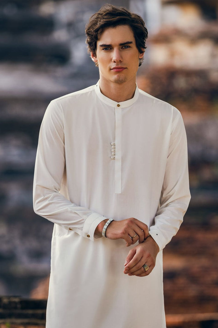 Polyester Viscose White Kurta Trouser - J. Junaid Jamshed