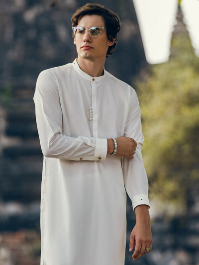 Polyester Viscose White Kurta Trouser - J. Junaid Jamshed