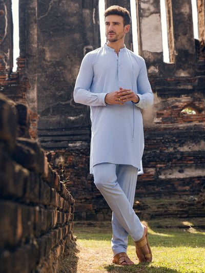 Polyester Viscose Light Blue Kurta Trouser - J. Junaid Jamshed