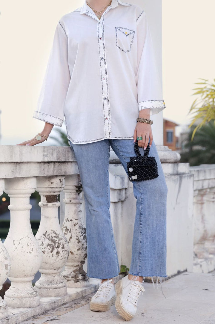 Dyed White Kurti - Almirah
