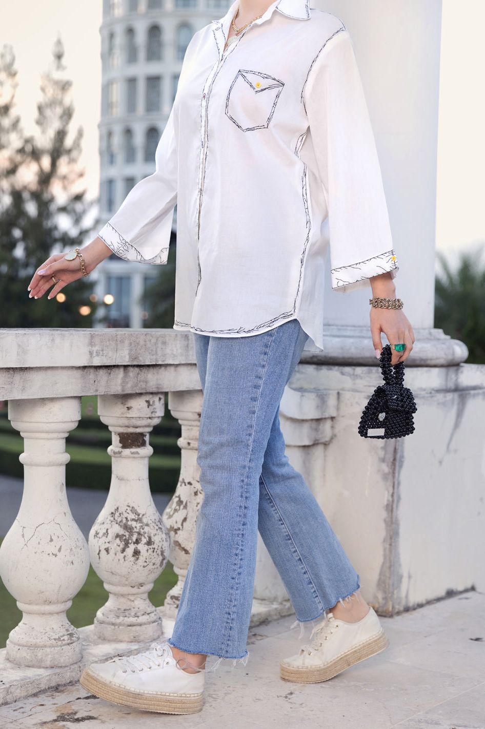 Dyed White Kurti - Almirah