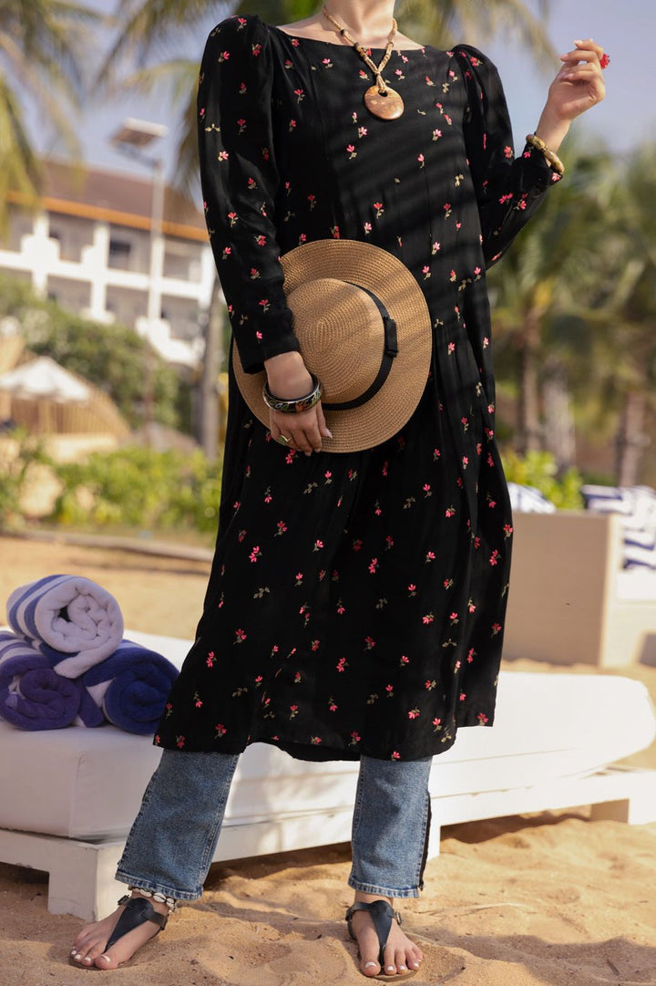 Mapple Silk Black Kurti - Almirah