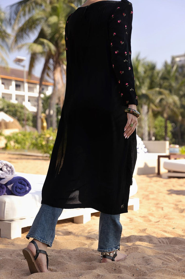 Mapple Silk Black Kurti - Almirah