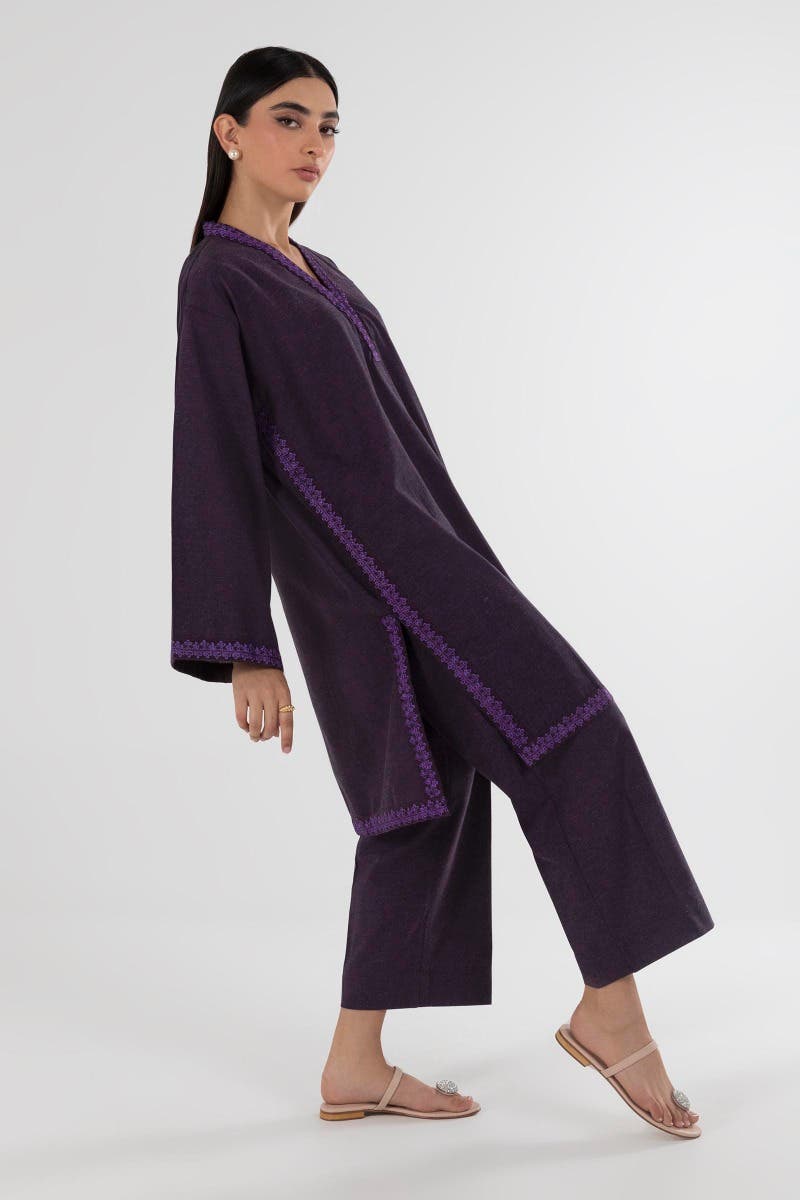 Yarn dyed Purple 3 Piece Suit - Sana Safinaz