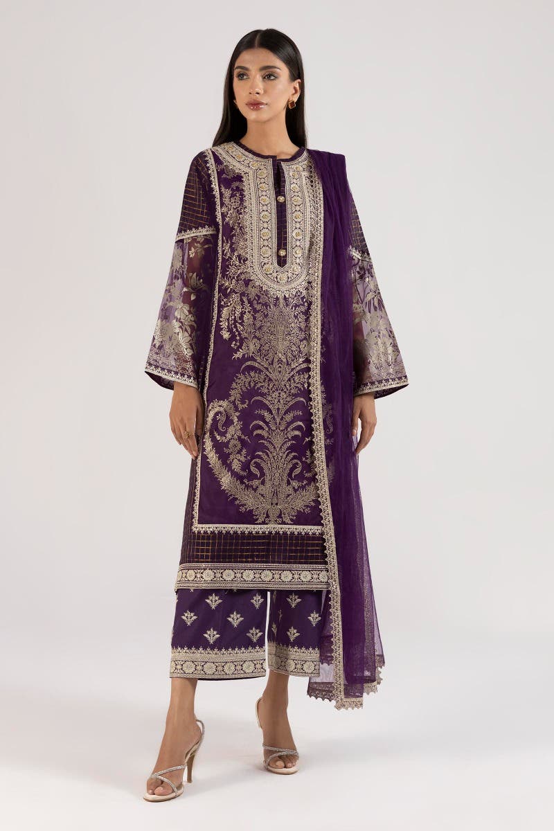 Lawn Mesoori Purple 3 Piece Suit - Sana Safinaz