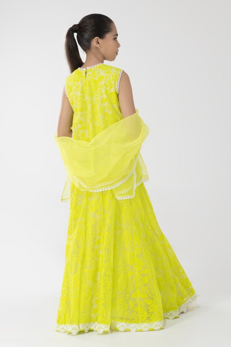 Jacquard Lime Green 3 Piece Suit - Sana Safinaz