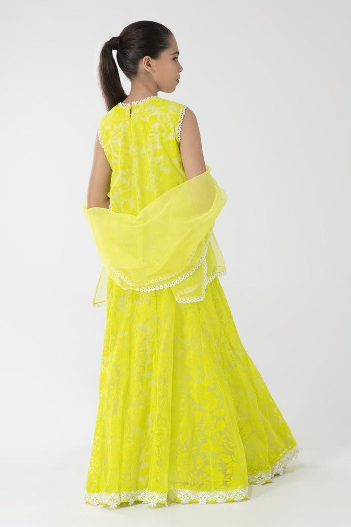 Jacquard Lime Green 3 Piece Suit - Sana Safinaz