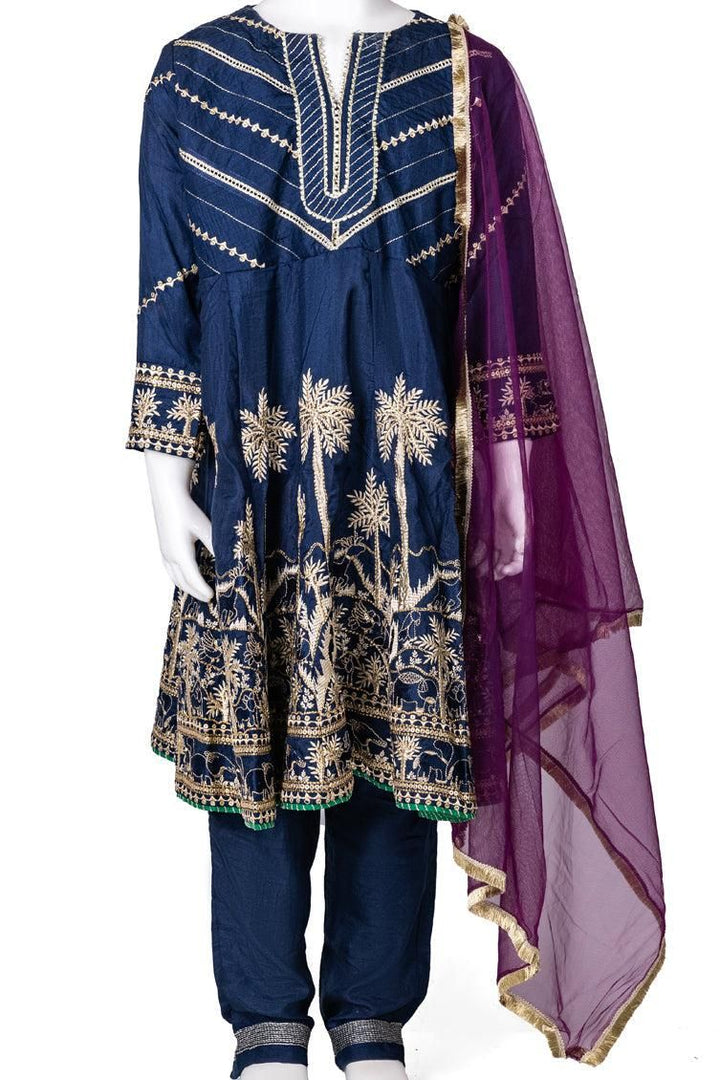 Blue 3 Piece Suit - J. Junaid Jamshed