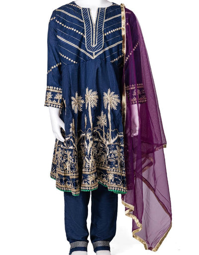 Blue 3 Piece Suit - J. Junaid Jamshed