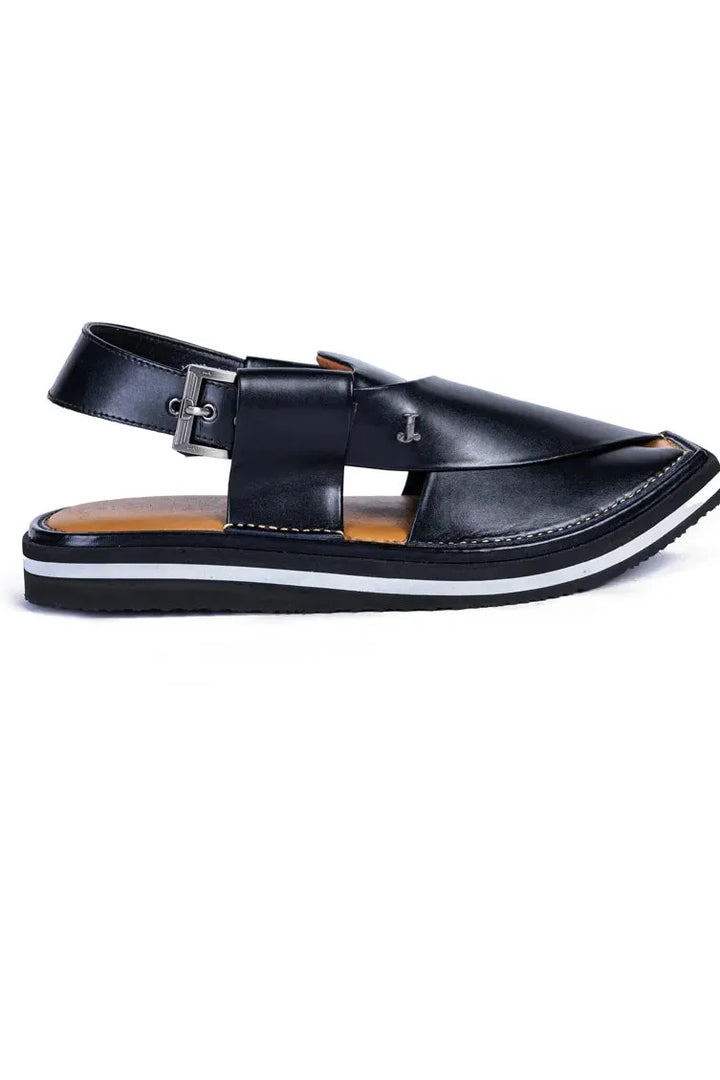 High Chrome Black Peshawari Chappal - J. Junaid Jamshed