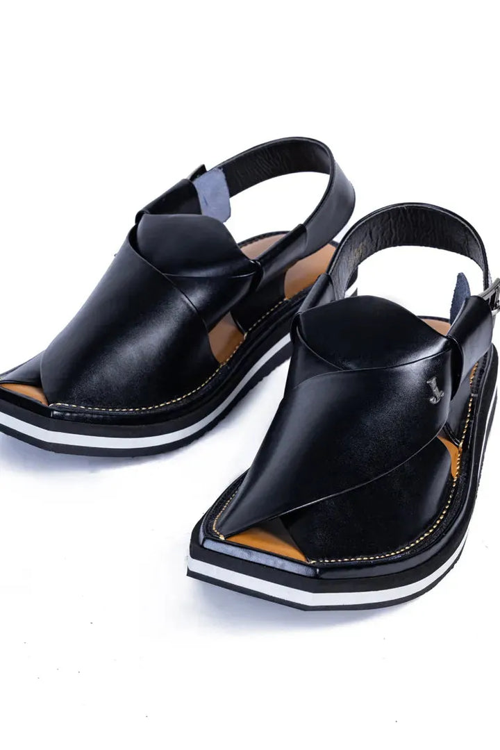 High Chrome Black Peshawari Chappal - J. Junaid Jamshed
