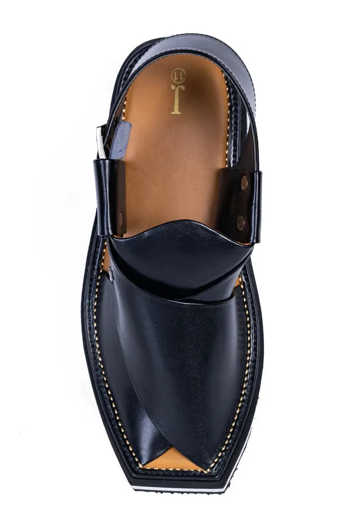 High Chrome Black Peshawari Chappal - J. Junaid Jamshed