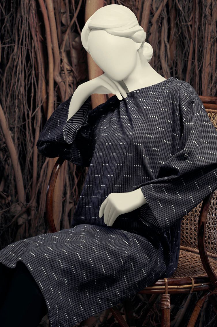 Jacquard Black & White Kurti - J. Junaid Jamshed