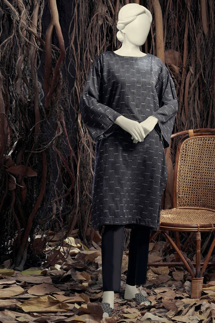 Jacquard Black & White Kurti - J. Junaid Jamshed
