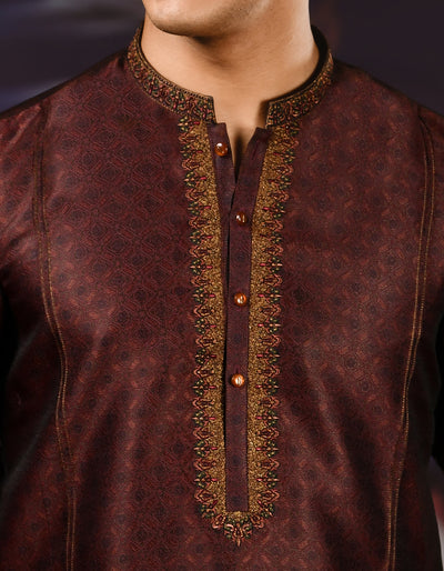 Polyester Rust Teen's Special Kurta  -  J. Junaid Jamshed