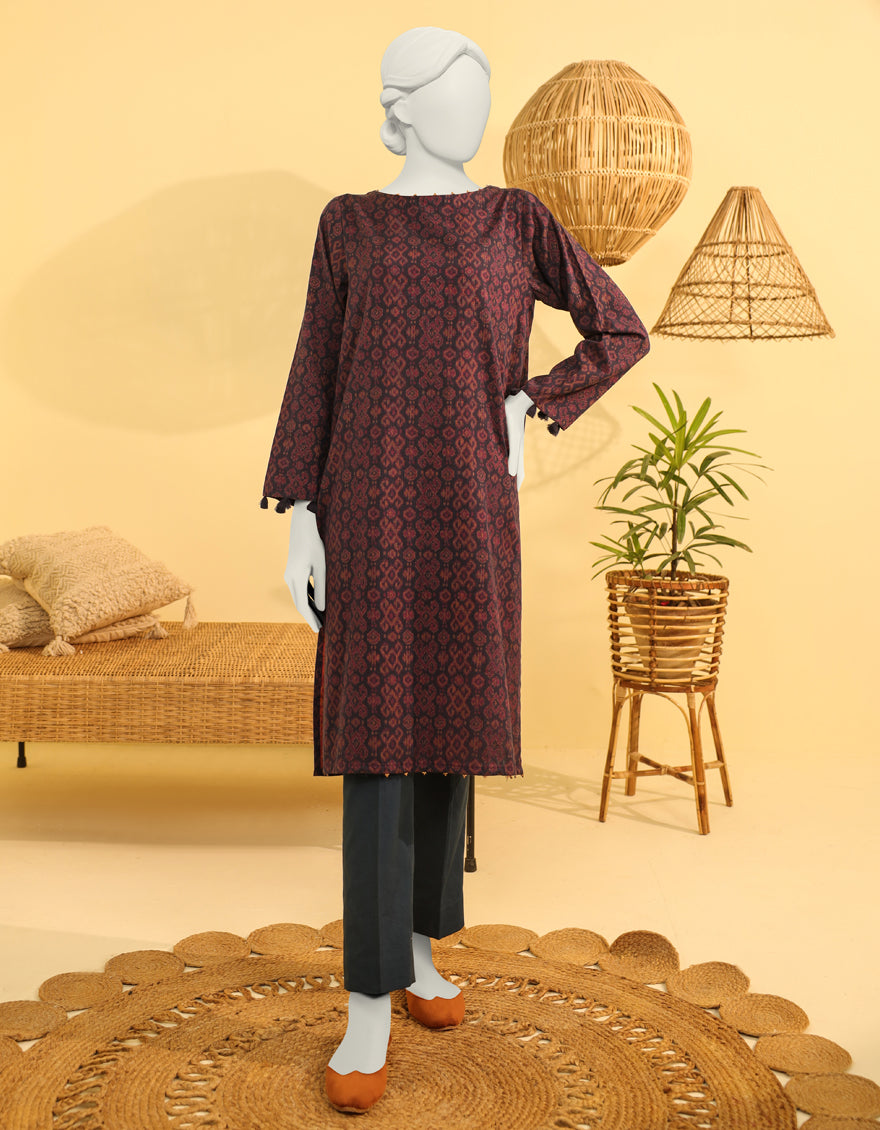 Jacquard Purple Kurti - J. Junaid Jamshed