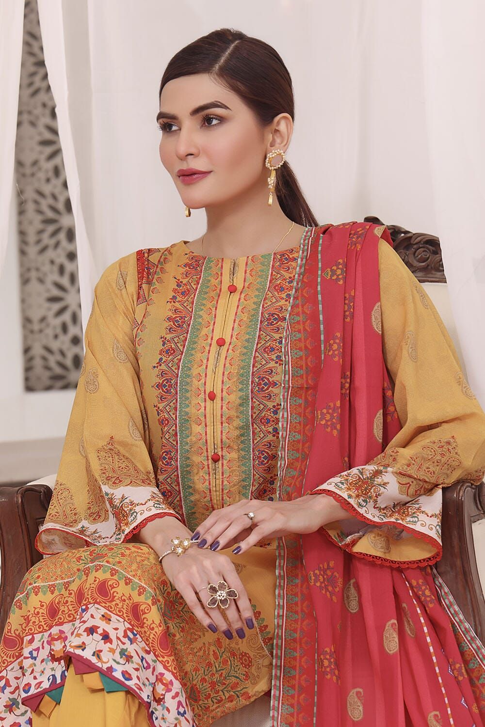 Lawn Yellow 3 Piece Suit - Khas